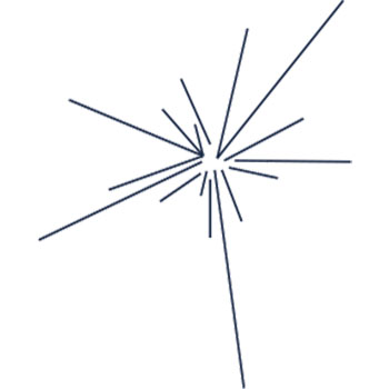 Long radiating lines representing rare but extended interactions.
