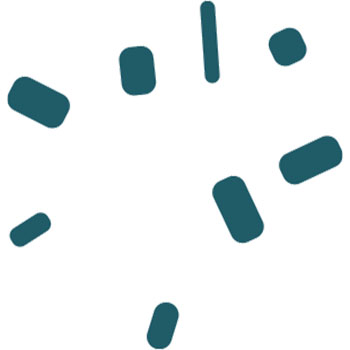 Short teal blocks distributed irregularly to show brief, incidental social moments.