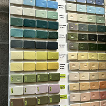 Glaze swatches for the ceramic studio as a part of the Honours Bachelor of Craft and Design.