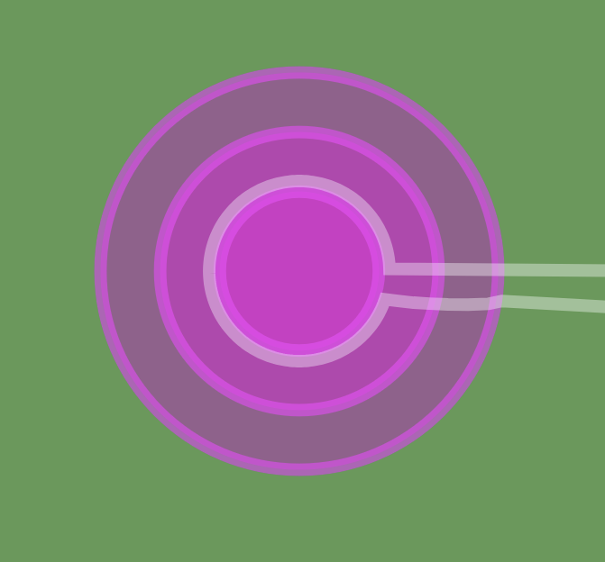 Linking amplitude and frequency data to multiple visual elements, including layered shapes and radial FFT patterns.