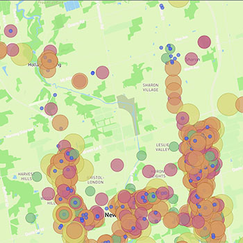 Data for employee range in York Region